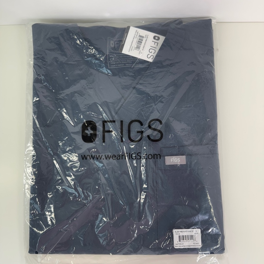FIGS Leon Scrub Top Mens Small Dark Harbor 3 Pocket FIONx Stretch Antimicrobial